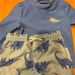 Carter's Blue Baby Dino Swim Set